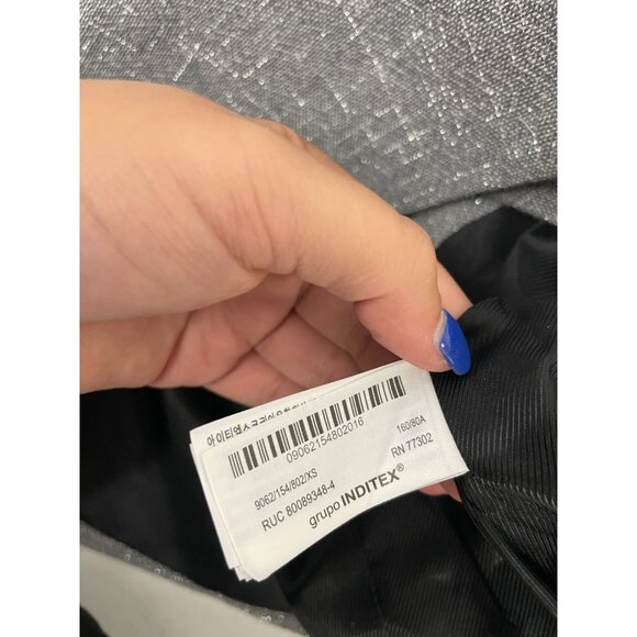 Zara Womens Cropped Blazer Suit Jacket XS Gray Metallic thread 9062/154 NWT - Picture 12 of 16